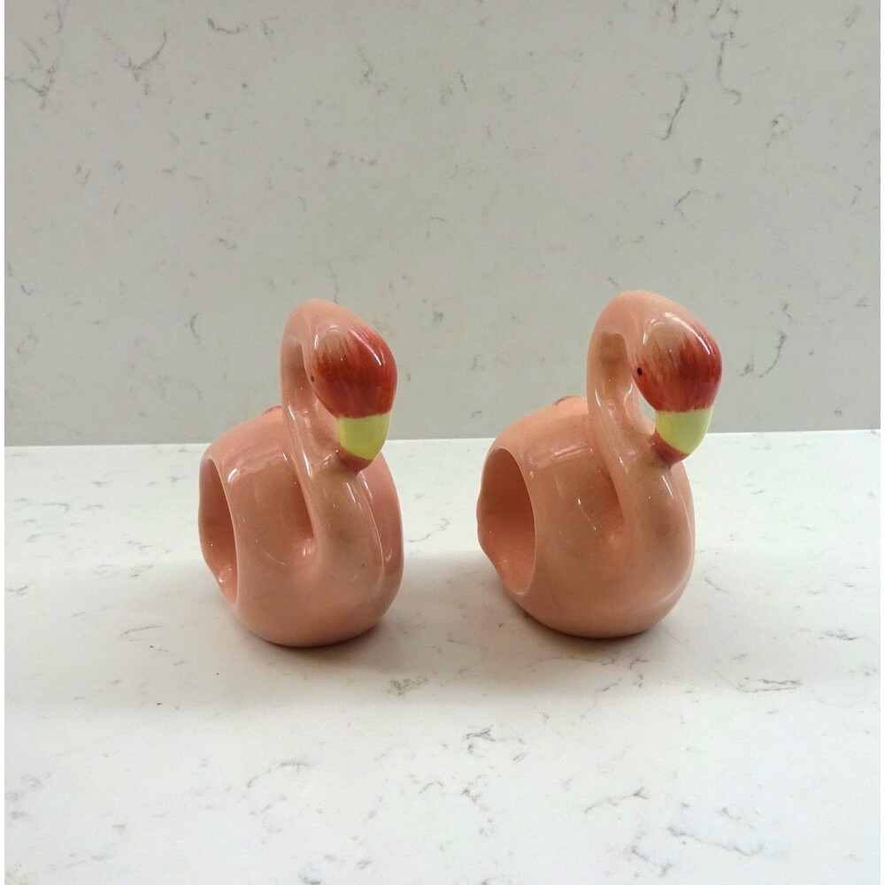 HOME Pink Flamingo Ceramic Napkin Holder Set of 2